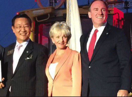 Irvine Mayor Steven Choi and City Council Lynn Schott and Jeffrey Lalloway pose for a picture during an Irvine event. 