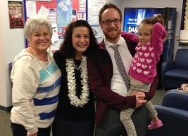 Christine Haley (second from left) was surprised by her familys appearance when she was awarded.