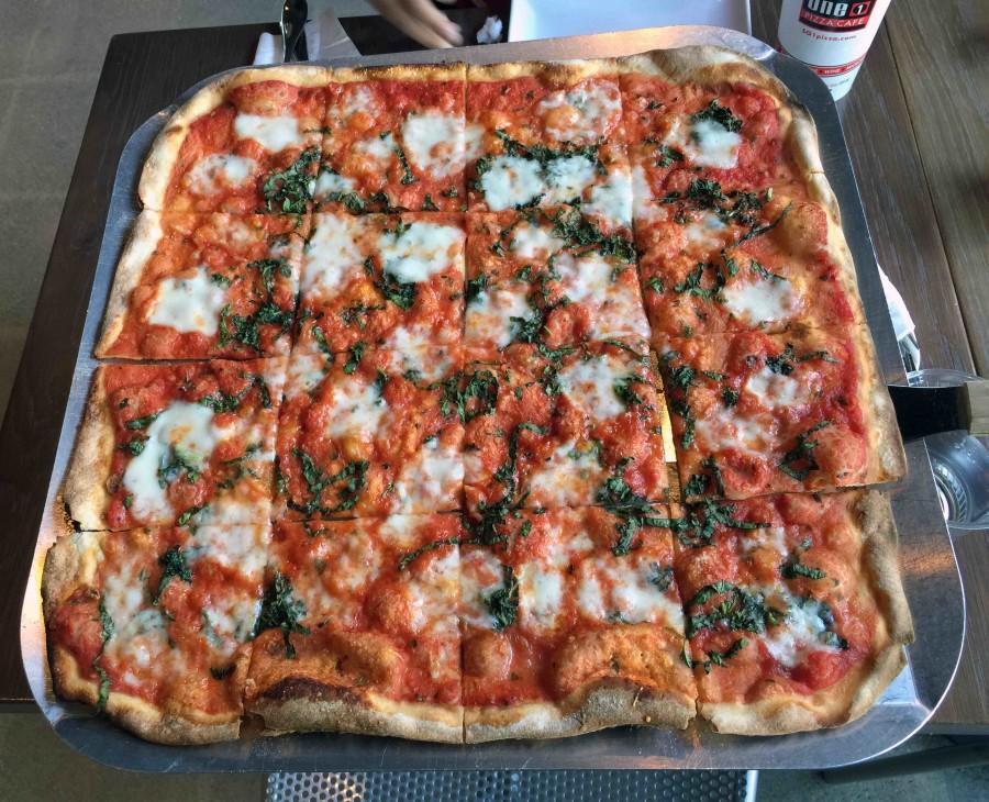 Square One Pizza offers bountiful selections in their signature shape.