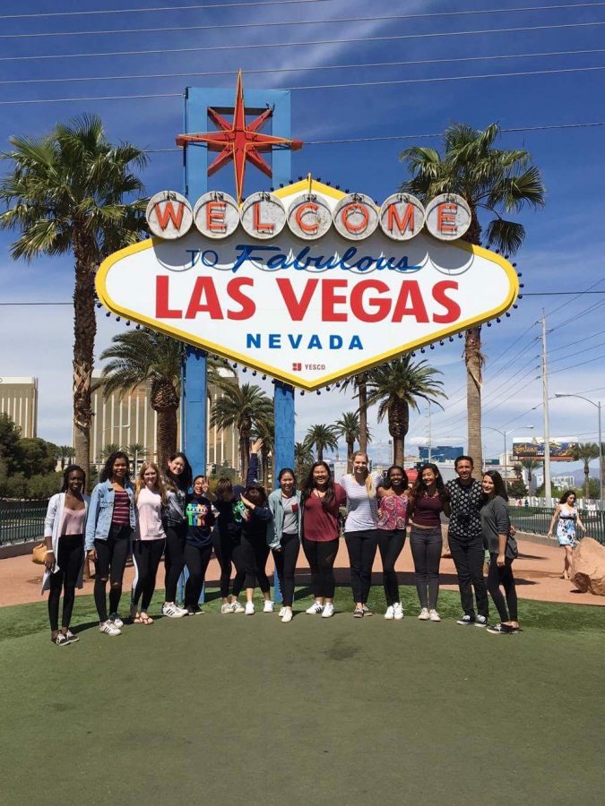 Color guard tours Las Vegas while competing at the regional championship.         