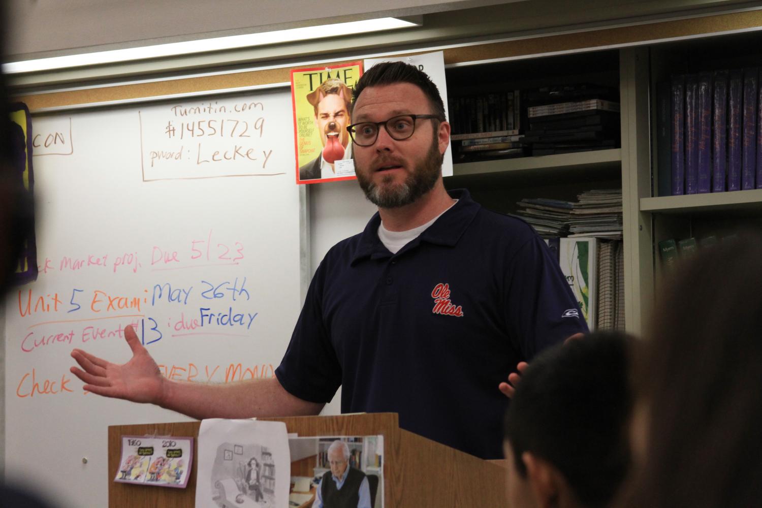 James Leckey introduced a project to the AP Psychology class. 
	          		               			