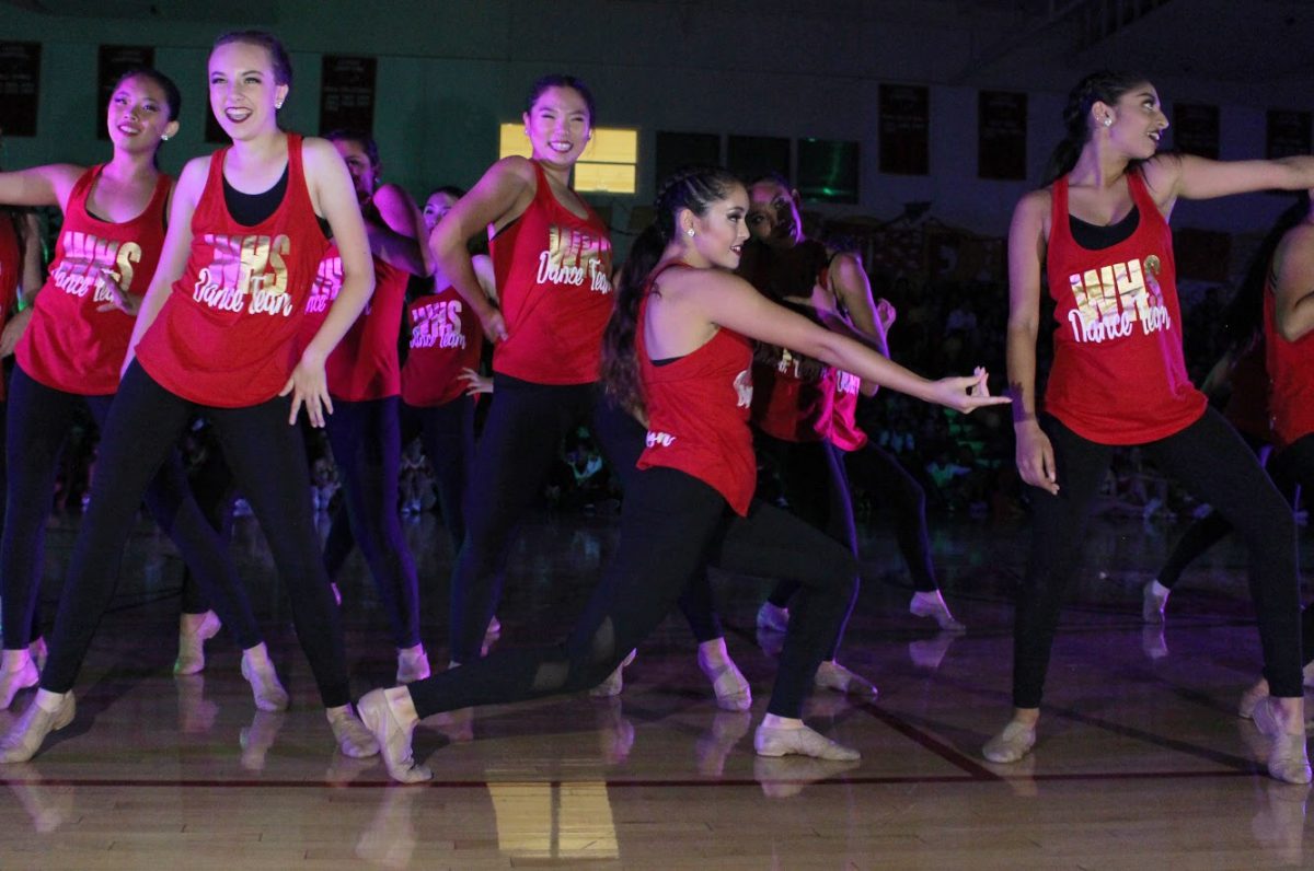 Dance+team+performs+a+routine+that+incorporates+multiple+styles+of+dance+during+the+fall+pep+rally.