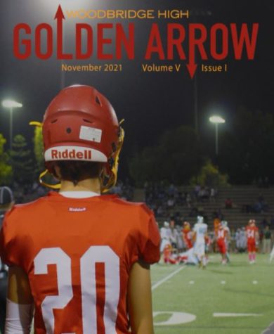 The front cover of our November 2021 Golden Arrow issue features the Woodbridge High football team.
