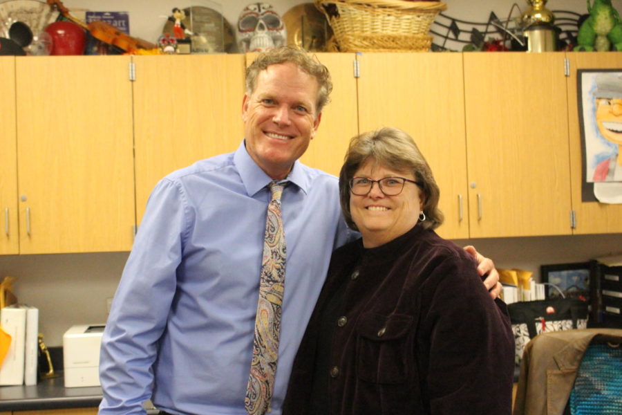Band Directors Brad Harris and Instrumental Music Department chair Joslynne Blasdel feel grateful about the 1st place win during State Championships at Irvine High School on Nov. 12.