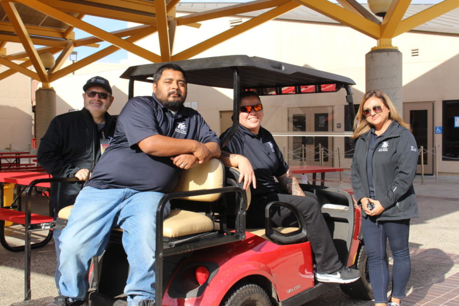Woodbridges security staff takes a photo while on their way out on their golf cart.
