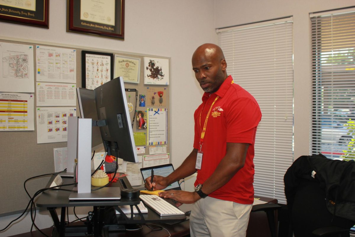 Assistant Principal Calvin McDonald in his office in the Woodbridge High Administration Building.