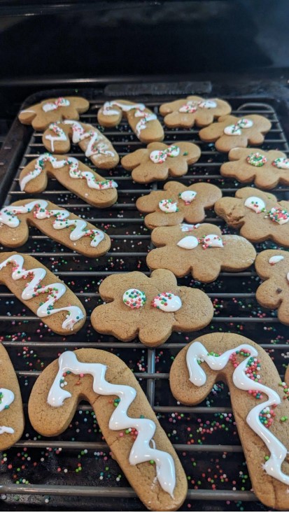 Homemade gingerbread cookies with fun shapes.