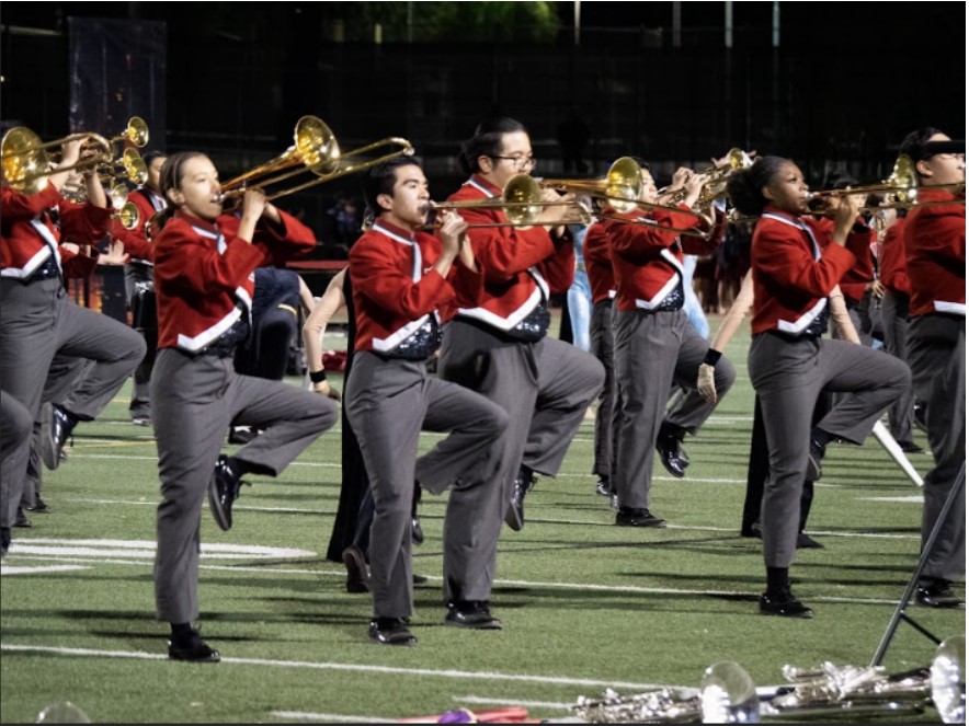 Picture taken by Jennifer Bradbury of 2024 fall marching band during competition.