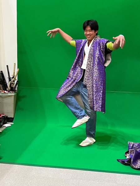 Kyle Okino strikes a silly pose while filming for Warrior TV. 