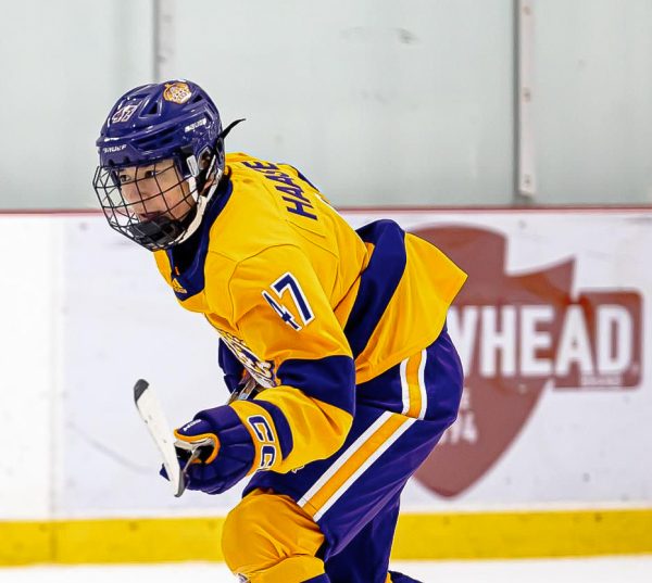 Senior Hugo Haase skates on the ice during a game for Woodbridge High's club hockey team.

Photo courtesy of Hugo Haase